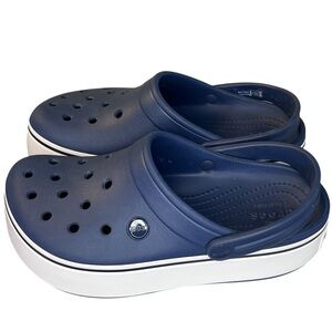 Women’s/Men’s Platform Crocband Crocs Classic Navy/White Clogs